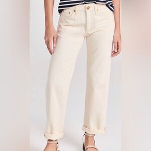 Rag & Bone Womens Size 32 Dre Low Rise Baggy Boyfriend Ecru Featherweight